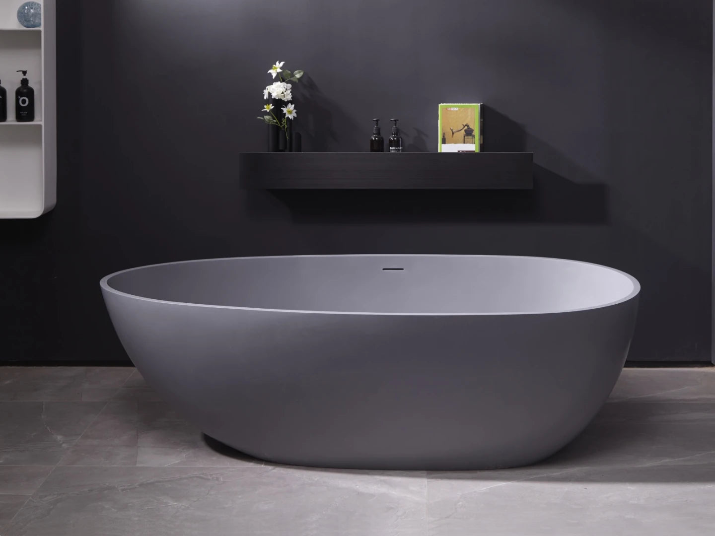 Vrijstaand bad - Solid surface - Izak Mat grijs - 185x86x57cm
