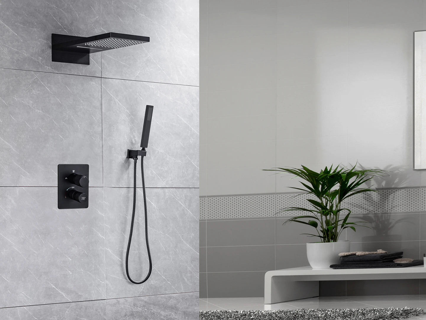 Inbouw regendoucheset - Digitaal display - Waterval - Jayden