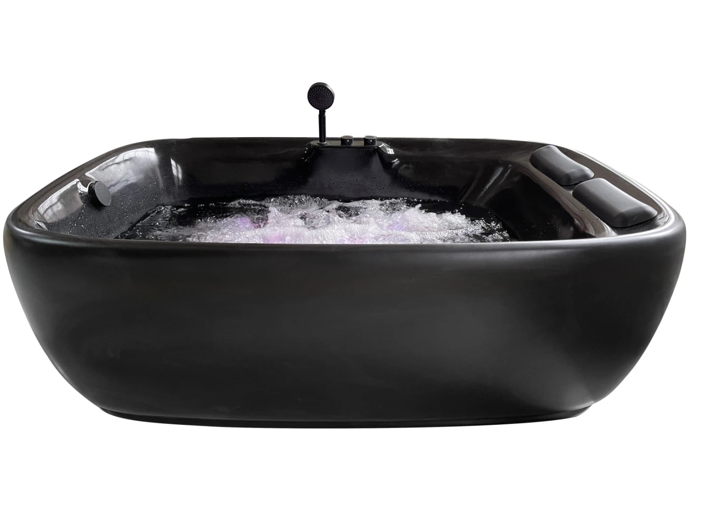 2 persoons vrijstaand massagebad - Malet Glans Zwart - 180x120x63cm