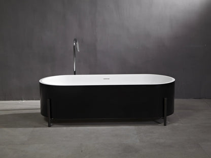 Vrijstaand bad - Solid surface - Nevil Mat wit, Mat zwart - 170x70x51cm