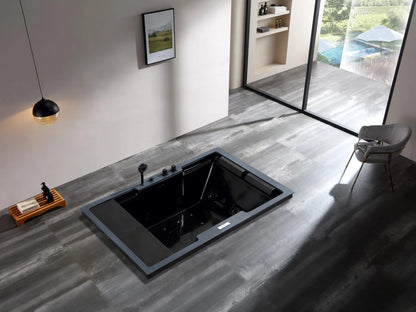2 persoons inbouw massagebad - Copper Glans Zwart - 185x120x62cm