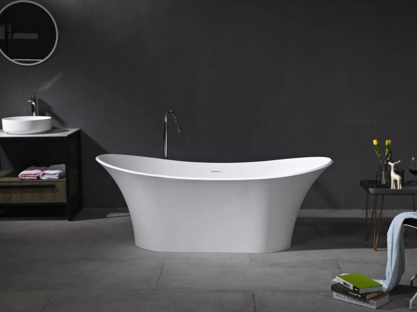 Vrijstaand bad - Solid surface - Kate Mat wit - 180x80x69cm