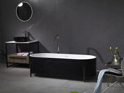 Vrijstaand bad - Solid surface - Nevil Mat wit, Mat zwart - 170x70x51cm