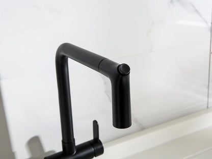 Keukenkraan met touch control - Uittrekbare uitloop - Crocus Mat zwart - 43cm
