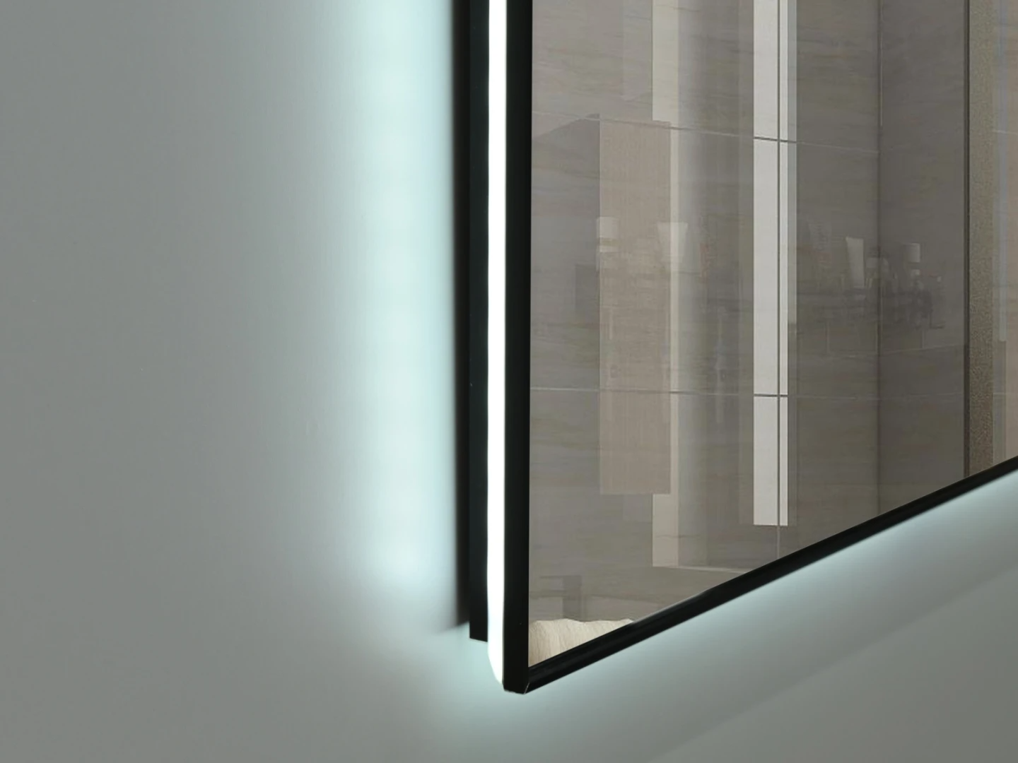 LED Badkamerspiegel - Bluetooth - Noël Mat zwart - 80x70cm