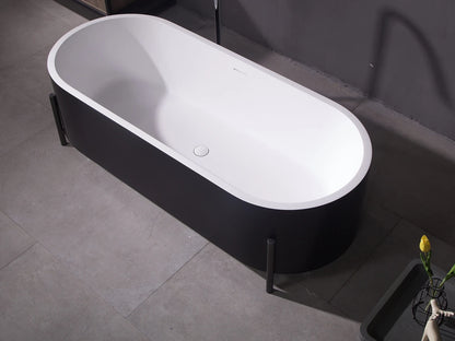 Vrijstaand bad - Solid surface - Nevil Mat wit, Mat zwart - 170x70x51cm