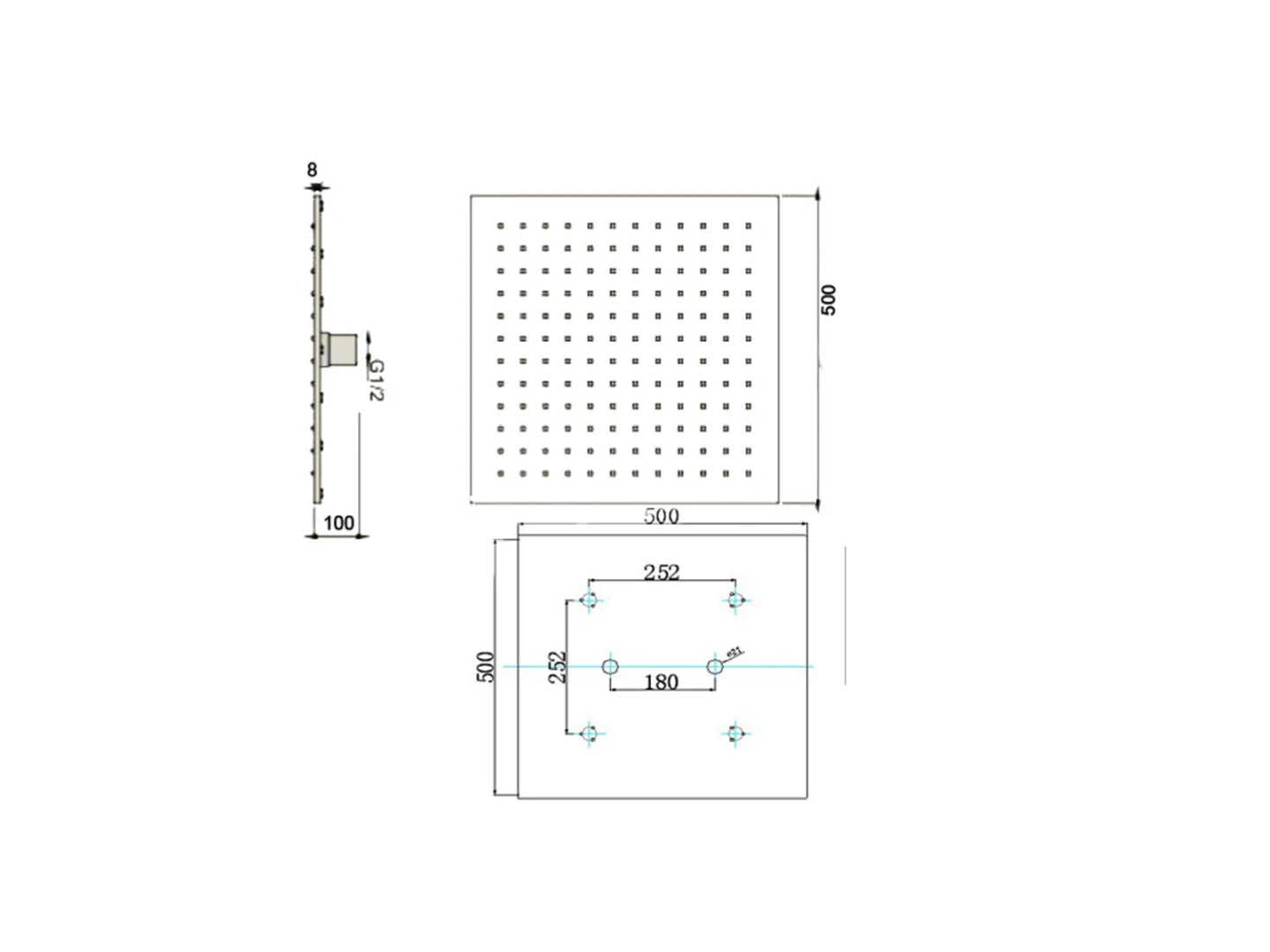 Thermostatisch inbouw regendoucheset - Ibex Chroom