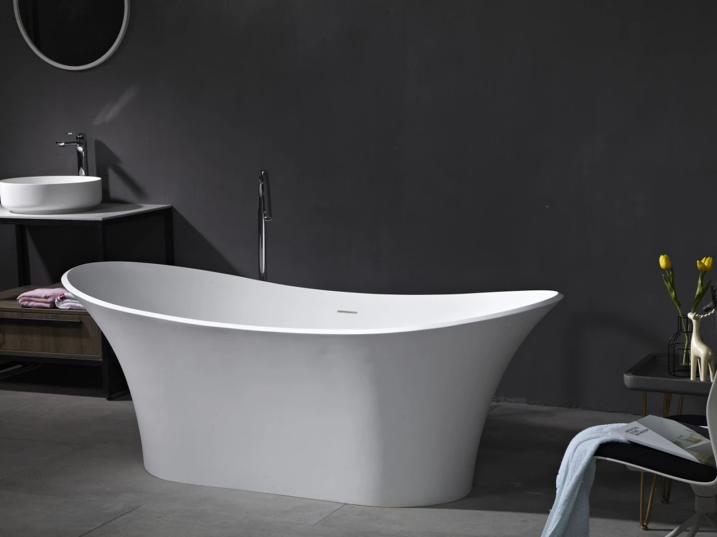 Vrijstaand bad - Solid surface - Kate Mat wit - 180x80x69cm