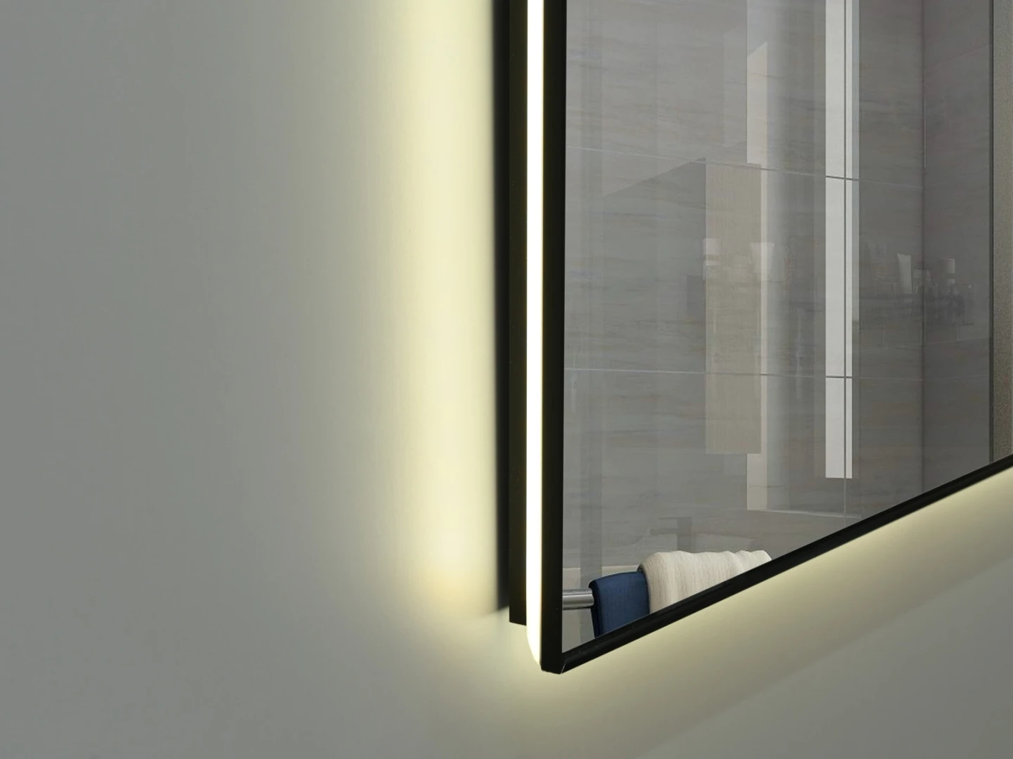 LED Badkamerspiegel - Bluetooth - Noël Mat zwart - 80x70cm