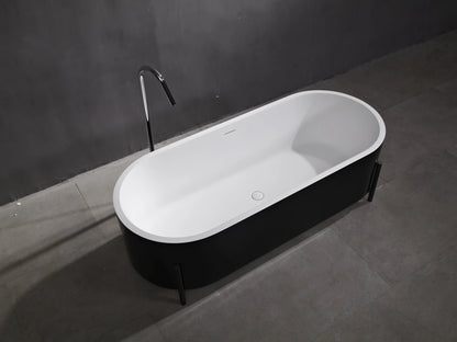 Vrijstaand bad - Solid surface - Nevil Mat wit, Mat zwart - 170x70x51cm