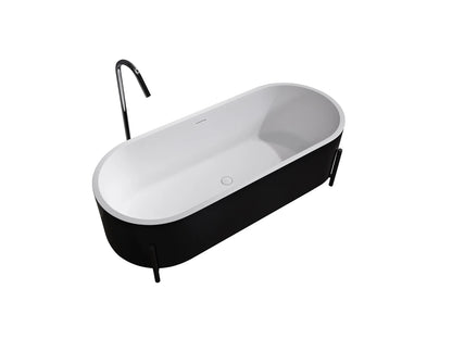 Vrijstaand bad - Solid surface - Nevil Mat wit, Mat zwart - 170x70x51cm