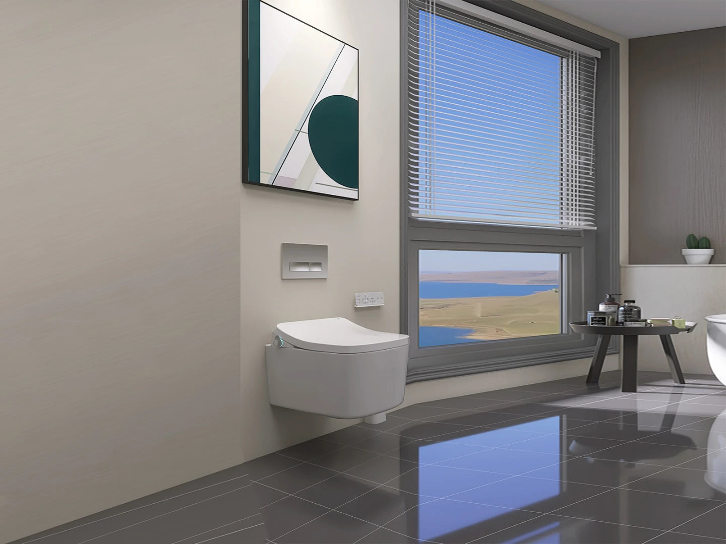 Hangend rimless toilet - Bidet - Portland Glans wit - 53x38x32cm