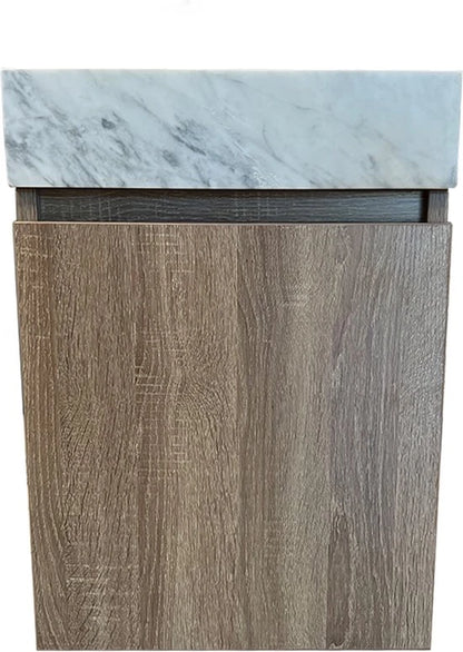 Onderkast met fontein - Oxfort Bruin eiken, Wit marmer - 22x40x55cm