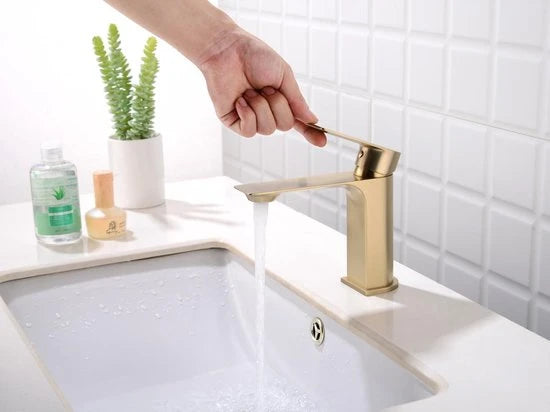Wastafelkraan - Ayco Geborsteld goud - 18cm