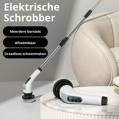 HomeEase® Elektrische Spin Scrubber Set - LED Display - Vervangbare Borstelkoppen, LED Display - Afneembare Lange Handgreep
