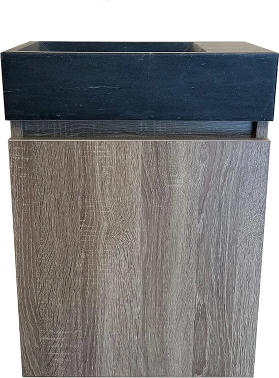 Onderkast met fontein (zonder kraangat) - Oxfort Bruin eiken, Grijs - 22x40x55cm