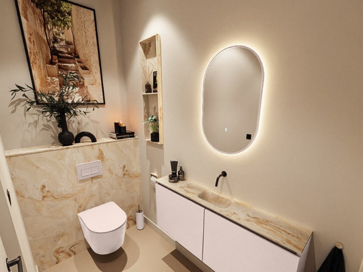 MONDIAZ Luna LED Badkamerspiegel - Bewegingssensor - 45x90cm Ovaal Rosee