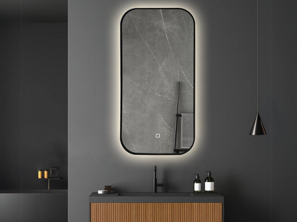 LED Badkamerspiegel Denver - Spiegelverwarming - Mat zwart 50x100cm