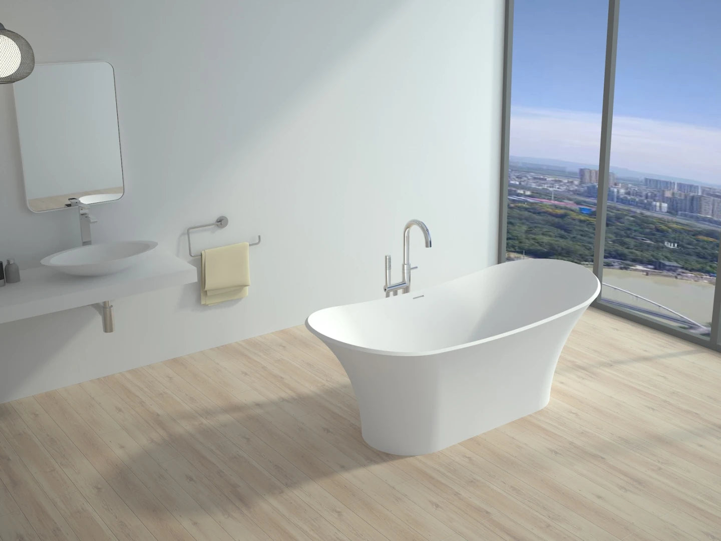 Vrijstaand bad - Solid surface - Kate Mat wit - 180x80x69cm