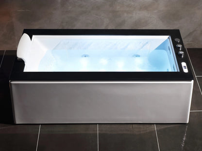 Vrijstaand massagebad - Mat zwart top - Nebo Glans wit - 183x93x62cm