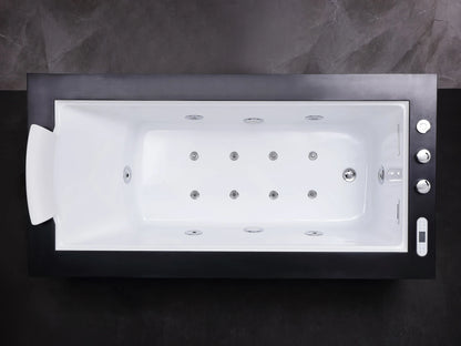 Vrijstaand massagebad - Mat zwart top - Nebo Glans wit - 183x93x62cm