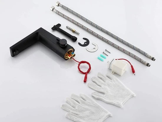 Wastafelkraan - Automatisch met sensor - Thomas Mat zwart - 16,5cm