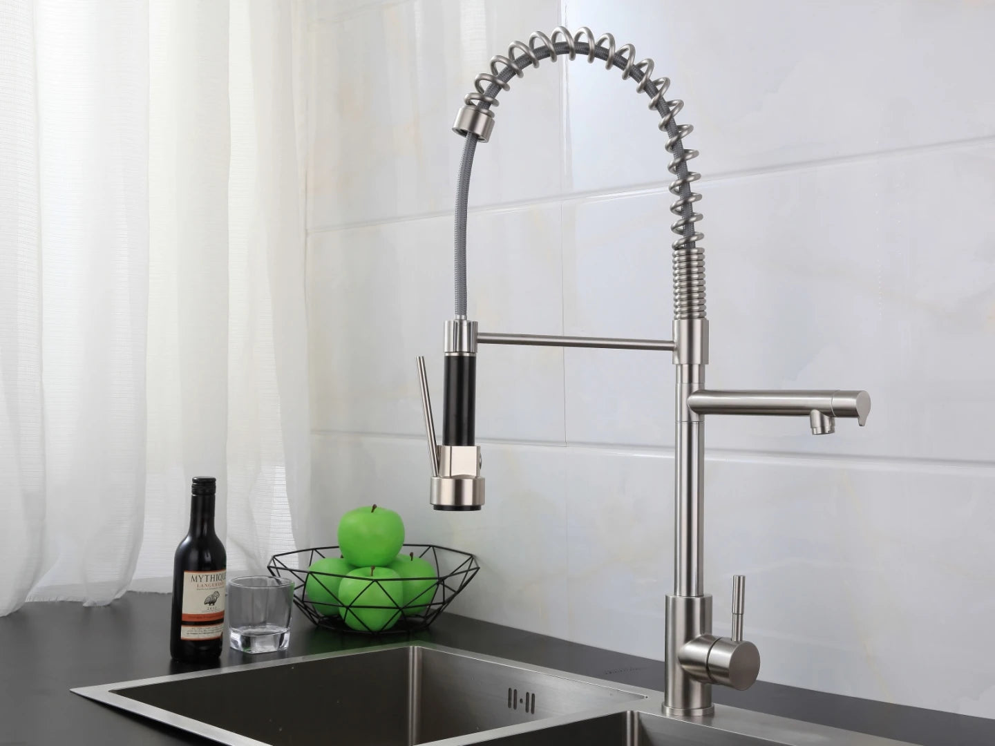 Semi-professional keukenkraan - Flexibele uitloop - Cocos Geborsteld RVS - 63cm
