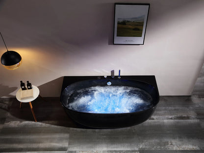 Opbouw massagebad - Borra Glans Zwart - 170x88x62cm