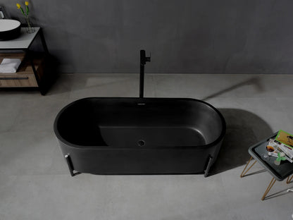 Vrijstaand bad - Solid surface - Nevil Mat zwart - 170x70x51cm