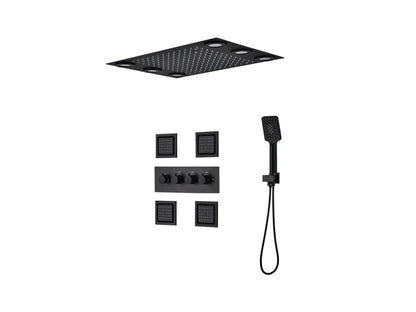 Thermostatische Inbouw regendoucheset - Boxer Mat zwart