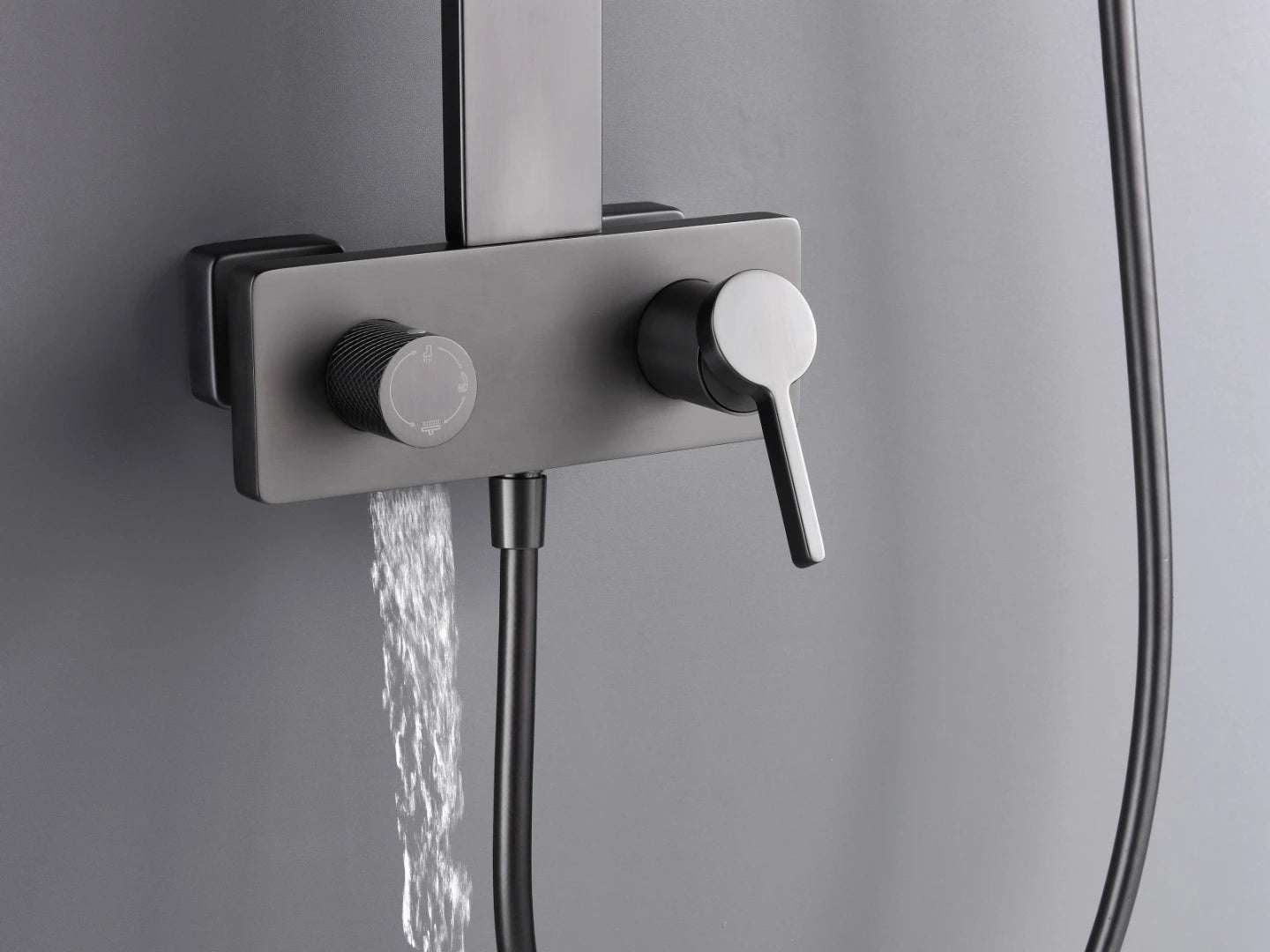 Opbouw regendoucheset - Teslin Gunmetal grey