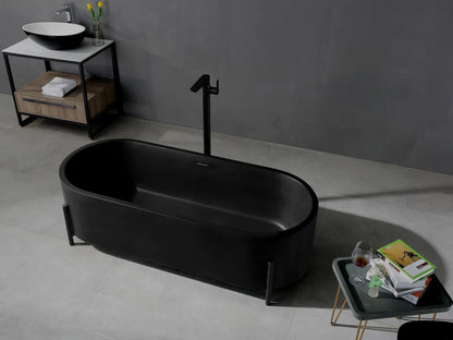 Vrijstaand bad - Solid surface - Nevil Mat zwart - 170x70x51cm