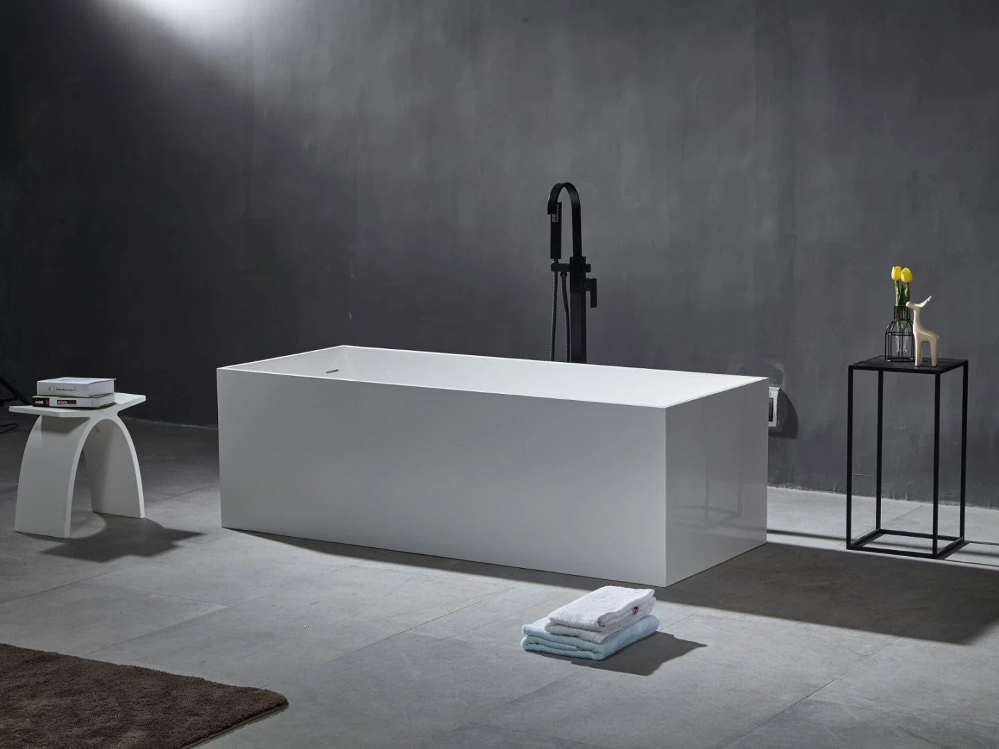 Vrijstaand bad - Solid surface - Keaton Mat wit - 171x73x55cm