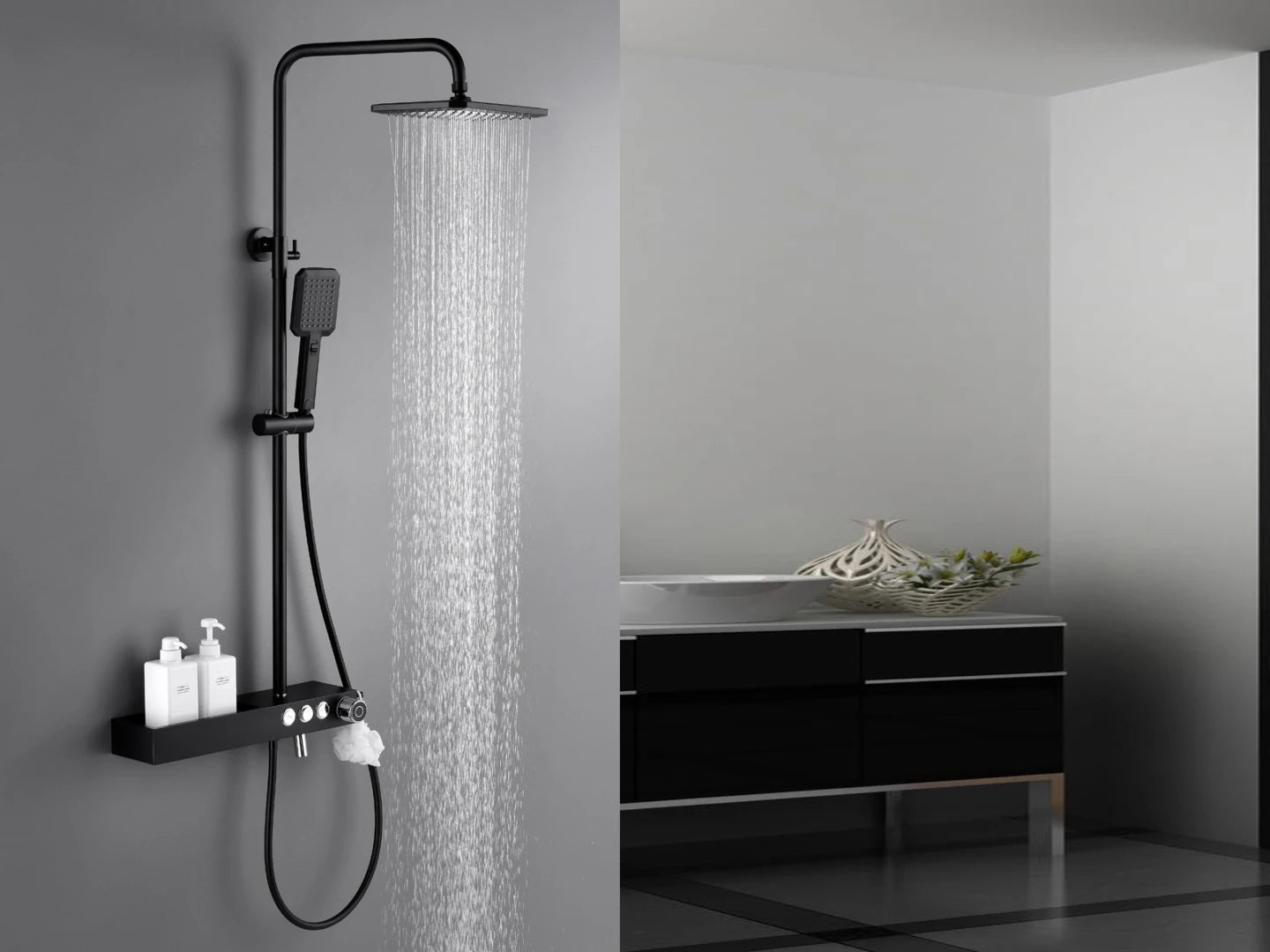 Thermostatisch opbouw regendoucheset - Alter Gunmetal grey