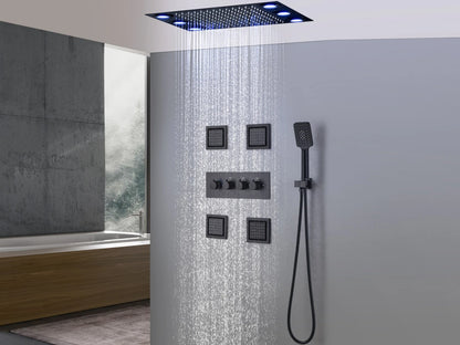 Thermostatische Inbouw regendoucheset - Boxer Mat zwart