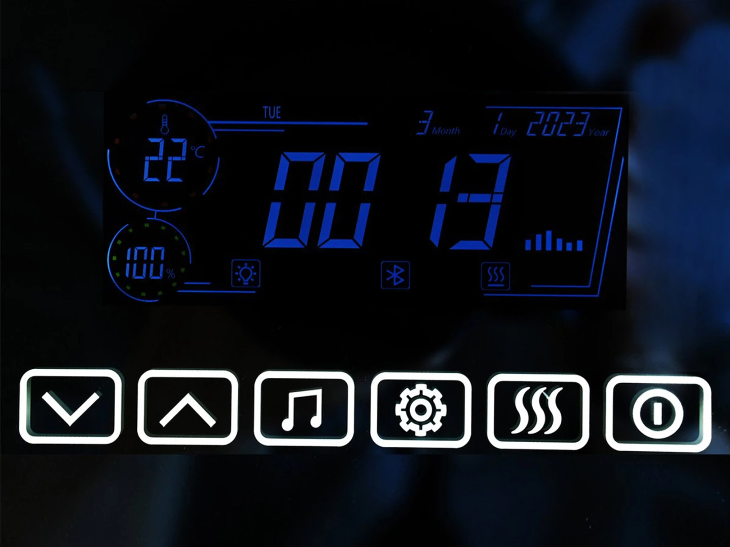 LED Badkamerspiegel - Bluetooth - Noël Mat zwart - 80x70cm