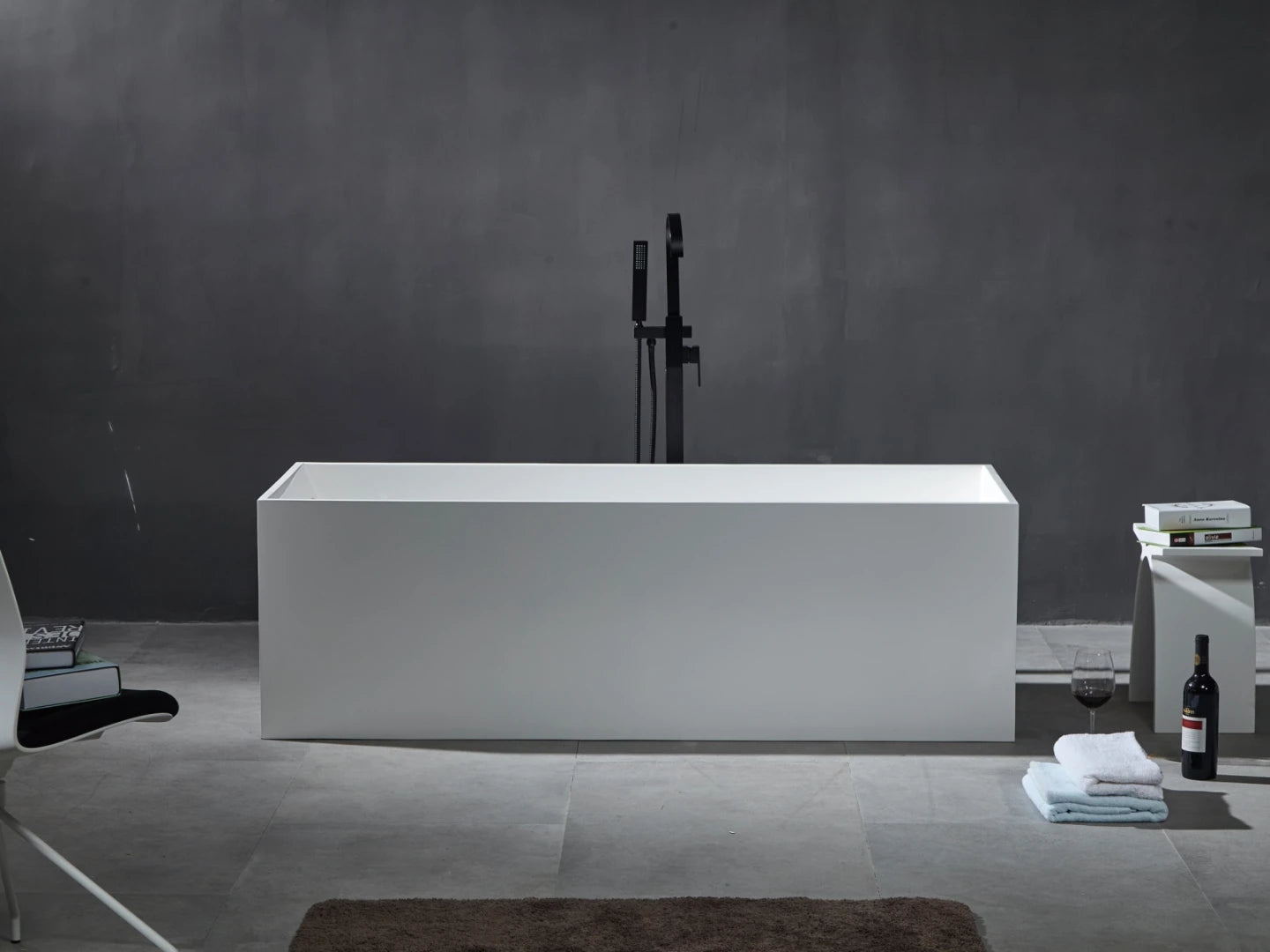 Vrijstaand bad - Solid surface - Keaton Mat wit - 171x73x55cm