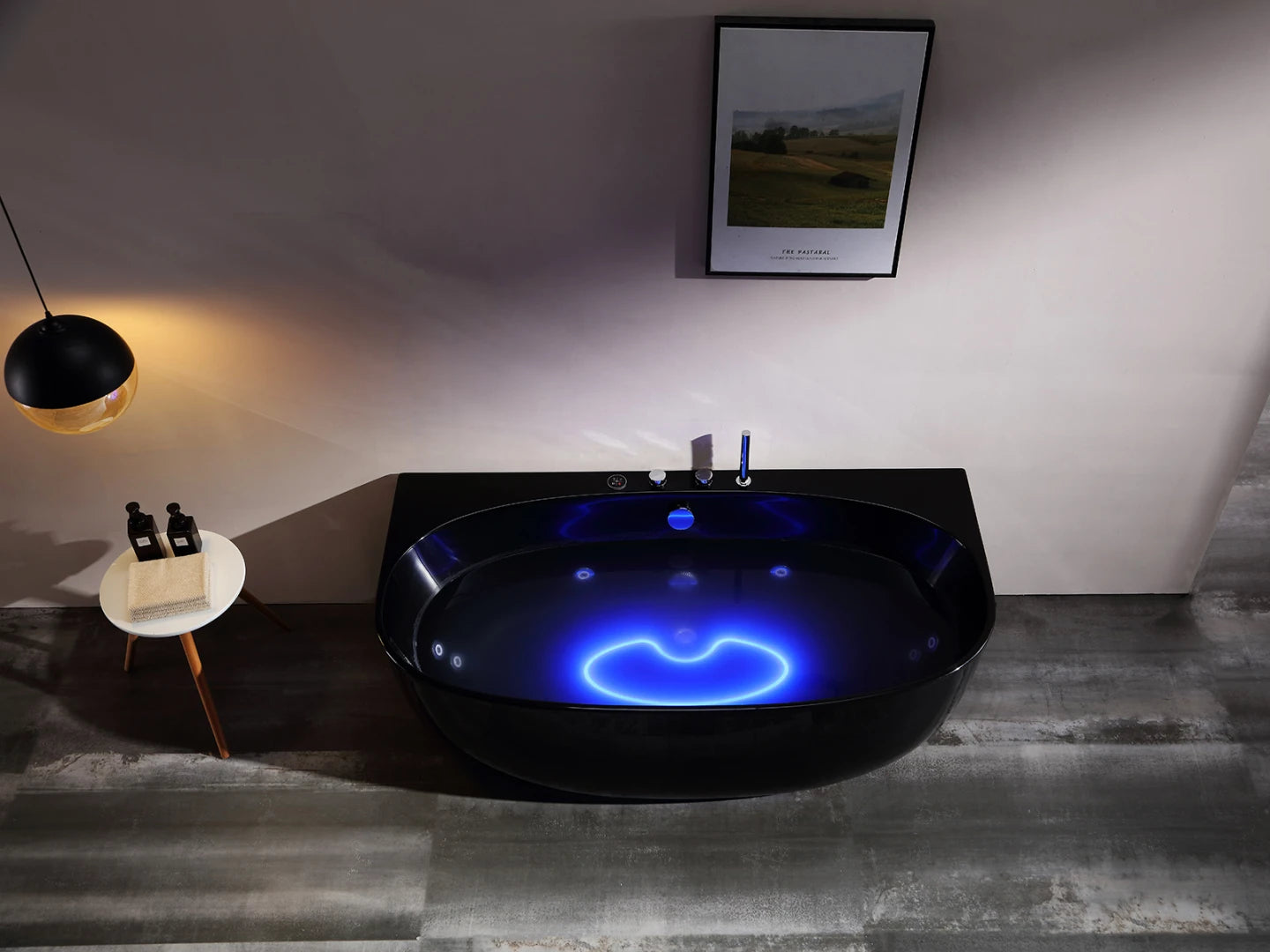 Opbouw massagebad - Borra Glans Zwart - 170x88x62cm