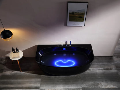 Opbouw massagebad - Borra Glans Zwart - 170x88x62cm