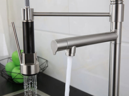 Semi-professional keukenkraan - Flexibele uitloop - Cocos Geborsteld RVS - 63cm