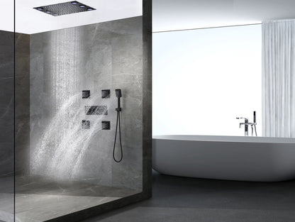 Thermostatische Inbouw regendoucheset - Boxer Mat zwart