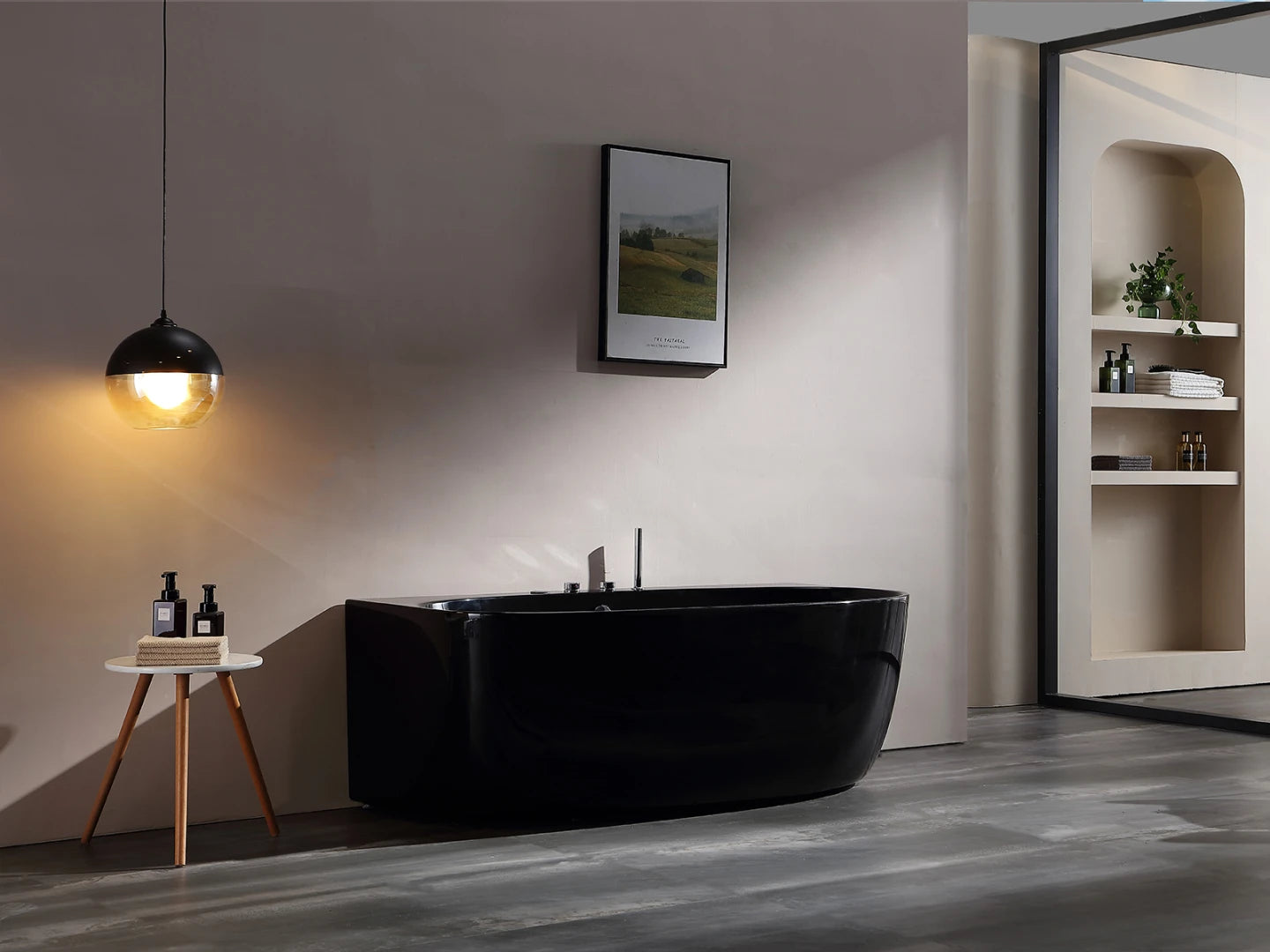 Opbouw massagebad - Borra Glans Zwart - 170x88x62cm