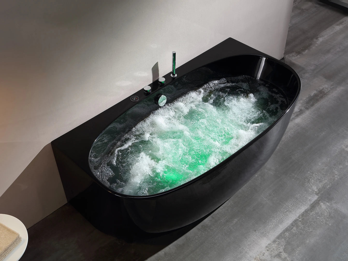 Opbouw massagebad - Borra Glans Zwart - 170x88x62cm