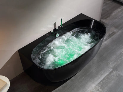 Opbouw massagebad - Borra Glans Zwart - 170x88x62cm