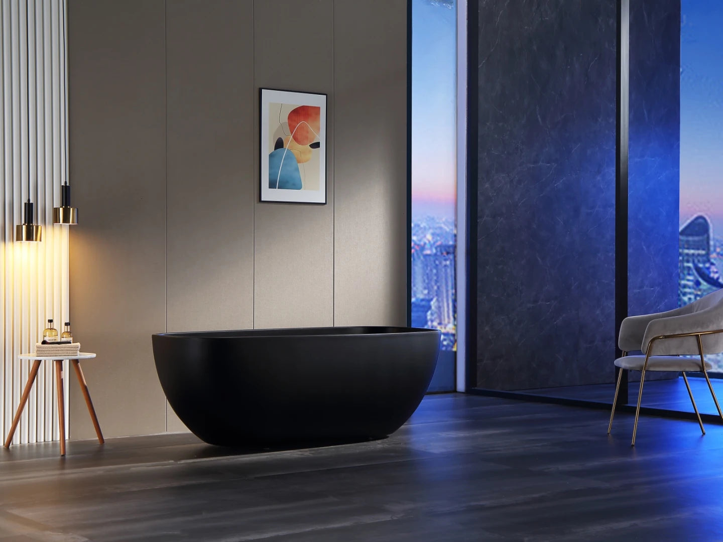 Vrijstaand bad - Lista Glans Zwart - 170x80x60cm