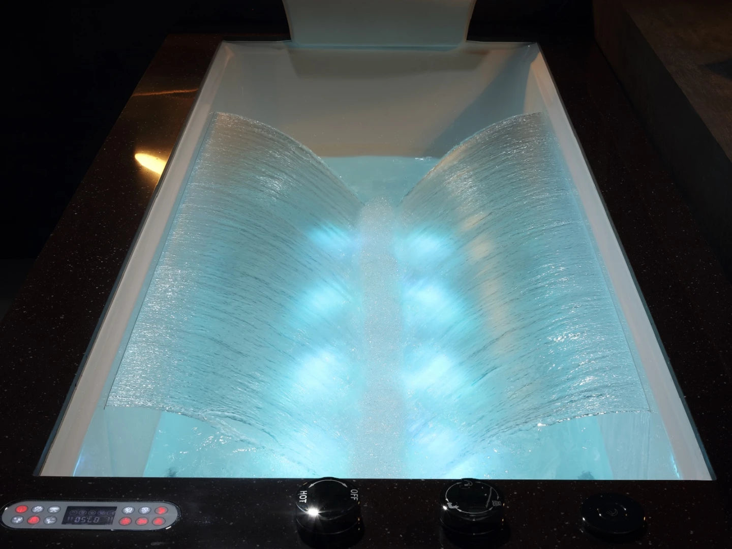 Vrijstaand massagebad - Corian top - Nebo Glans wit - 183x93x62cm
