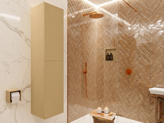 MONDIAZ BEAM Kolomkast Badmeubel 160cm - Oro (Goud) met 2 Push-to-Open Deuren