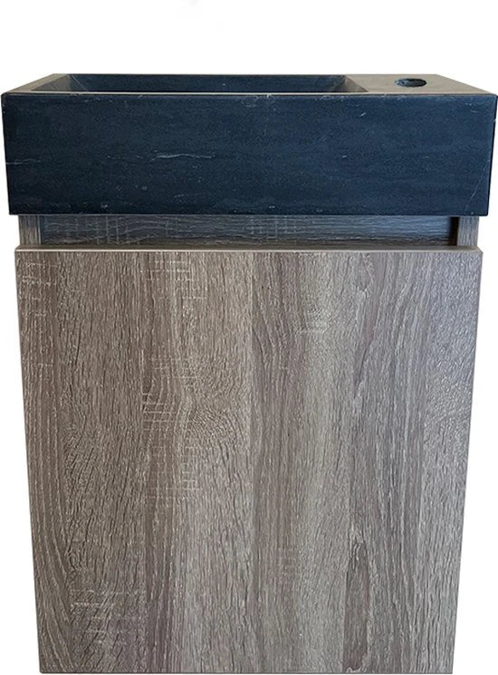 Onderkast met fontein - Oxfort Bruin eiken - Grijs - 22x40x55cm