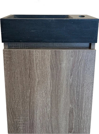 Onderkast met fontein - Oxfort Bruin eiken - Grijs - 22x40x55cm