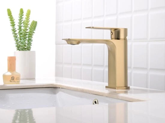 Wastafelkraan - Ayco Geborsteld goud - 18cm